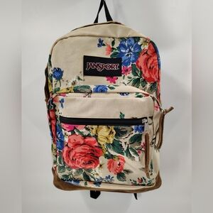 Jansport Right Pack Expressions Backpack Student Floral Coated Canvas Suede Lg